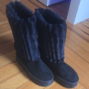 Black Faux Fur Boots